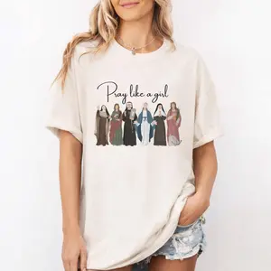 Comfort Colors Pray Like a Girl Shirt, Christian Women Shirt, Catholic Saints Graphic Tee, Gift for Christian Women