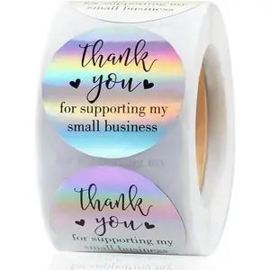 500 Thank You Stickers, 1.5 inch Holographic Thank You Stickers for Small Business, Self-Adhesive & Waterproof Stickers Thank You Stickers for Packaging.