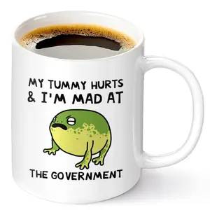 Funny Frog Design Coffee Mug, 11oz Ceramic Coffee Mug, Party Gift for Coffee Lovers, Party Supplies, Party Favors, Drinkware, Coffee Cups