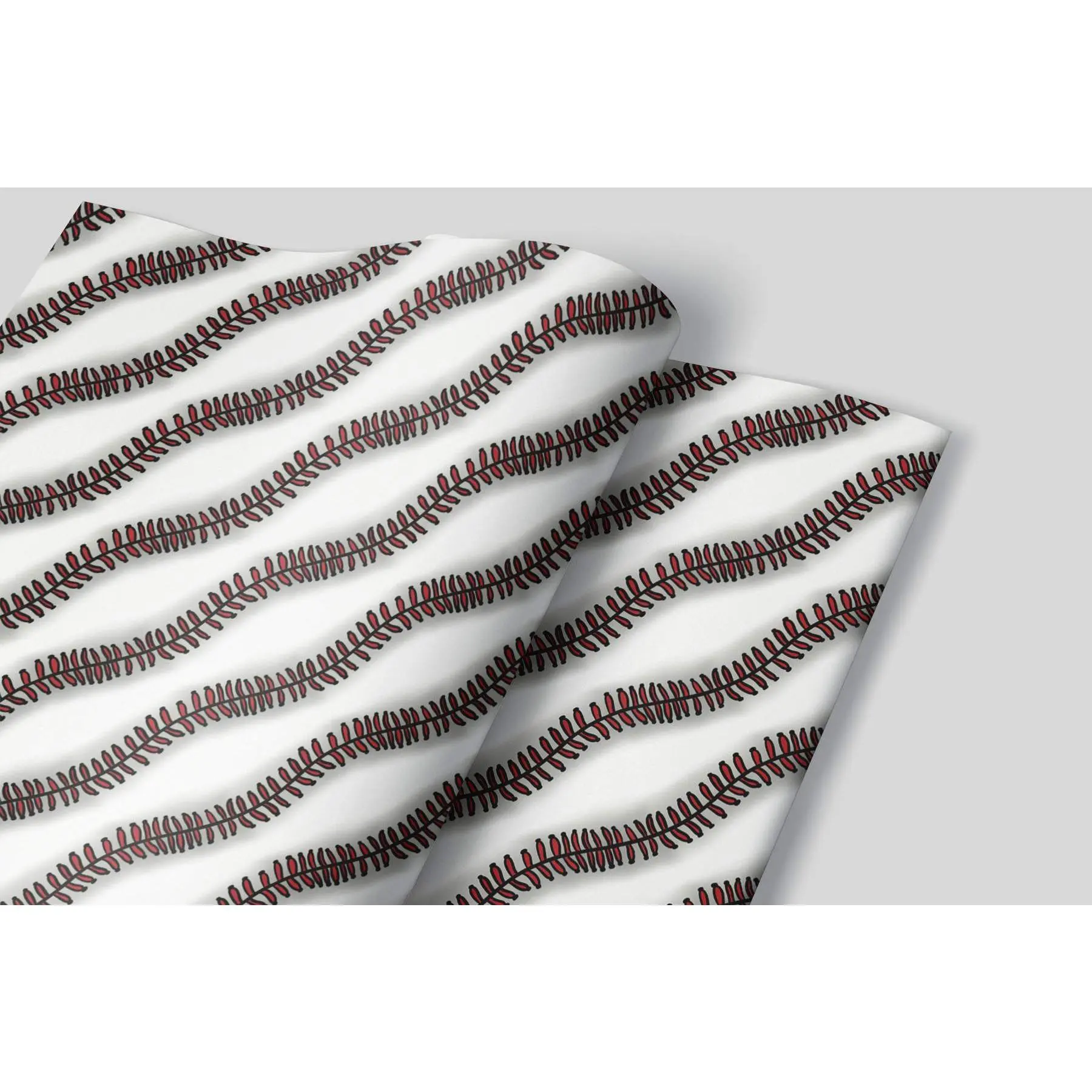 Baseball Bat Wrapping Paper with Realistic Baseball Seam Pattern