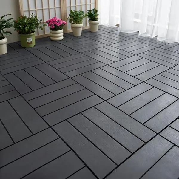 44 Pack 12x12 Inch Interlocking Deck Tiles, Waterproof All Weather WPC Outdoor Flooring Tiles, Anti-Slip Patio Floor Pavers for Garden Poolside Balcony Backyard Porch Walkway, Total 44 Sq Ft Easy Install Outdoor Decking Tiles