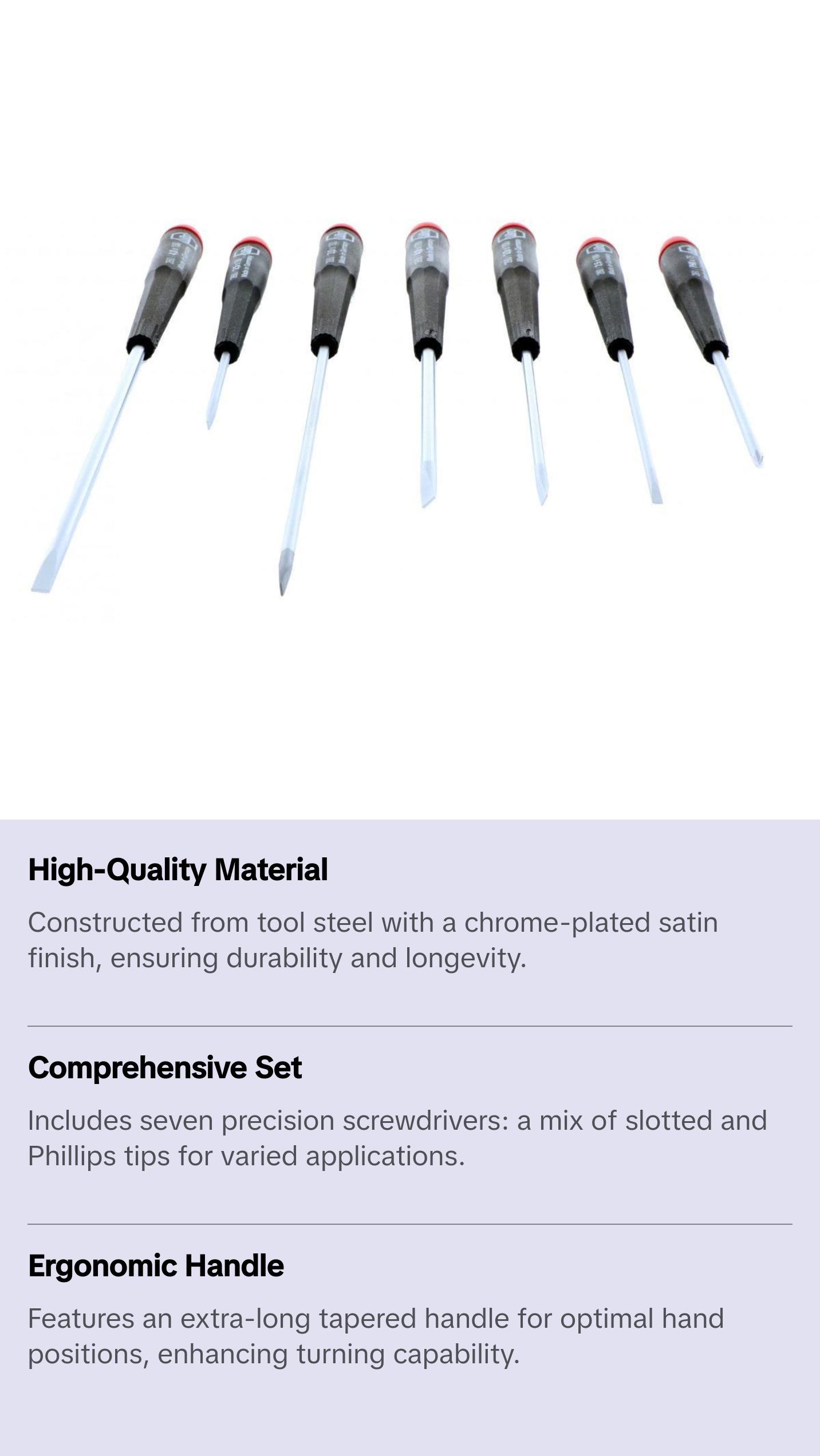 Wiha Tools 26092 7 Piece Precision Slotted and Phillips Screwdriver Set