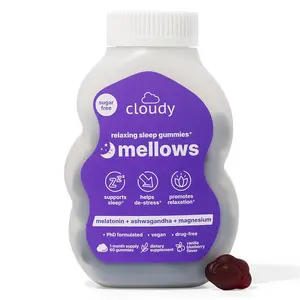 Cloudy Mellows Relaxing Sleep Gummies - Melatonin, Ashwagandha, Magnesium - Vanilla Blueberry, Sugar-Free