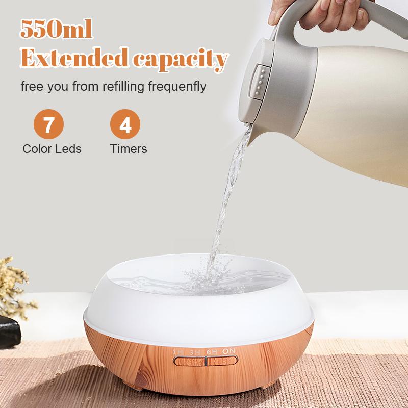 AESHORY Essential Oil Diffuser 550ml, Aroma Diffuser with 12PC Essential Oil Timer Cool Mist Humidifier for Large Room