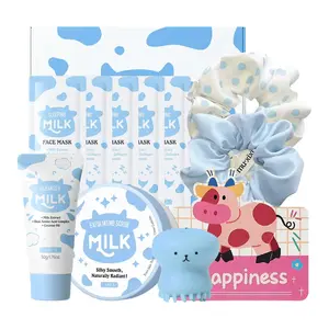 Laikou Milk Cleansing Skincare Set, Facial Cleansing Product, Includes Face Wash 50g, Scrub 90g, Sleep Mask 3gx5, Octopus Brush & Accessories, Gift Box Included Cleansers
