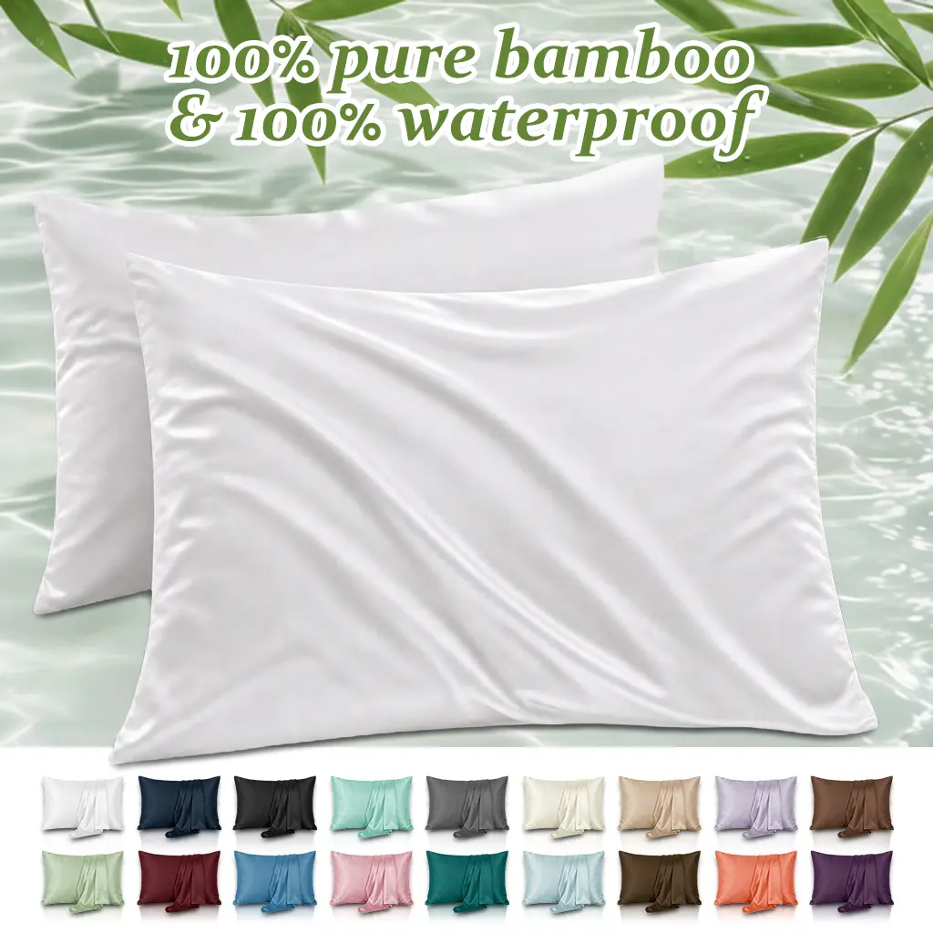 Kingrest Waterproof & Noiseless Pillow Protector, Breathable Pillow Covers with Zipper, Machine Washable Pillow Encasment