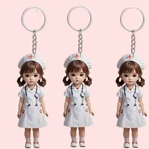 3-piece nurse 2D keychain set, made of acrylic material, durable, waterproof, and scratch resistant, is a medical professional themed gift