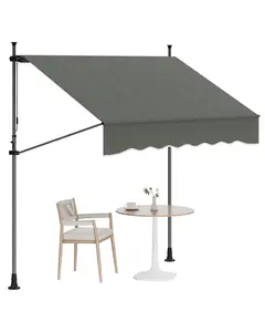 【GARVEE】Manual Retractable Awning, 118"x118" Patio Awning, Outdoor Sunshade Shelter, Angle & Height Adjustable, UV & Water Resistant Polyester Fabric, Drill-Free Installation, Sunsetter Canopy for Window Door Garden