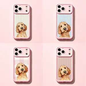 Cute Goldendoodle Blue Stripe Phone Cover for Dog Lovers Aesthetic For iPhone 17 Pro Max 16 15 14 13 mini 12 mini 11 for Samsung S21 S22 S23 S24 S25 S26 Phone Case|Gift for Dog Lovers