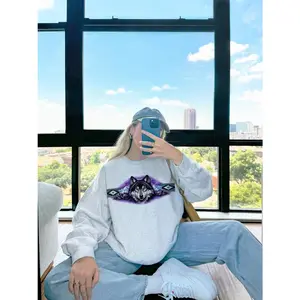 Vintage Wolf Graphic Sweatshirt, Y2K Tribal Mountain Crewneck