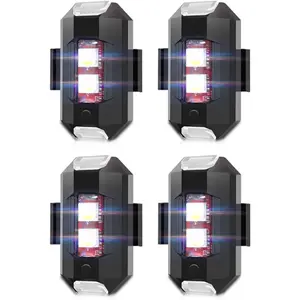 Strobe Lights, 7 Colors Mini USB Rechargeable Lighting, Anti-Collision Tail Lights For Aircraft Flying,Motorcycles,Trucks,Cars,Bike (4-Pack)