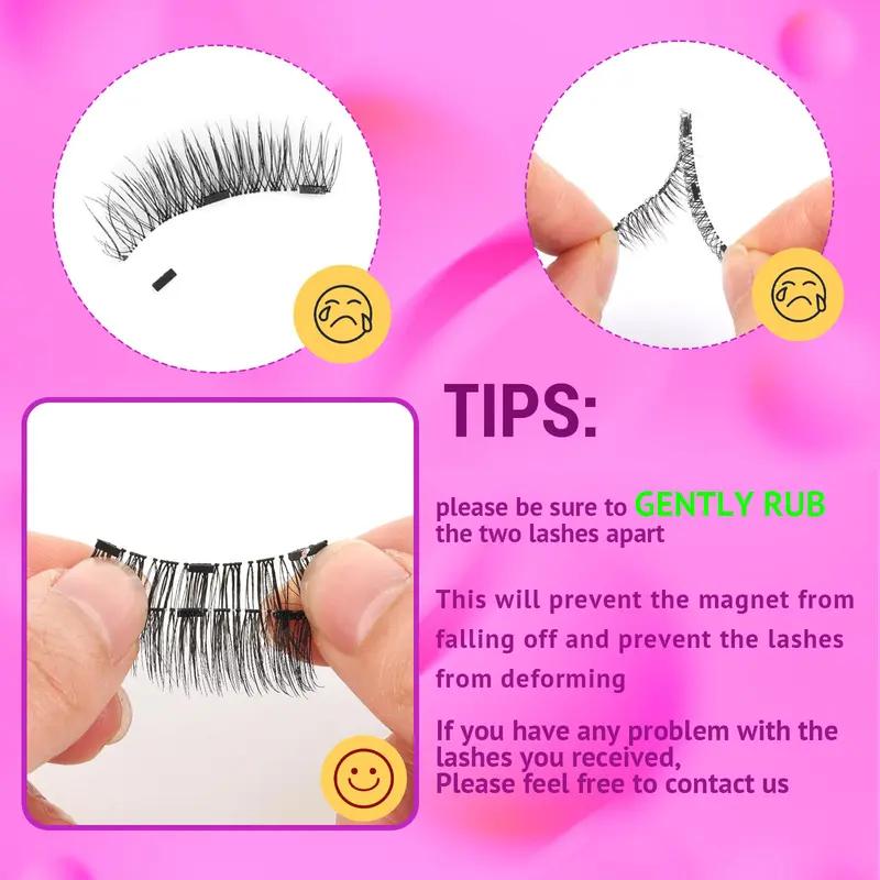 2 Pcs Magnetic Eyelashes Kit,  Magnetic Lashes with Applicator, Natural-Looking Wispy Magnetic Eyelashes for Women, Reusable False Eyelashes Kit