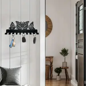 Three-piece set of black butterfly metal key holders: Wall decoration and organizer rack for towels, bags, clothes and keys. These three black art metal key holders with butterfly design are very suitable for wall decoration. At home, they can also b