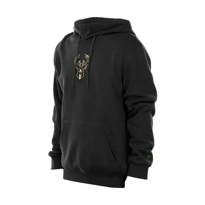 New Era Fan Black Milwaukee Bucks Hooded Sweatshirt