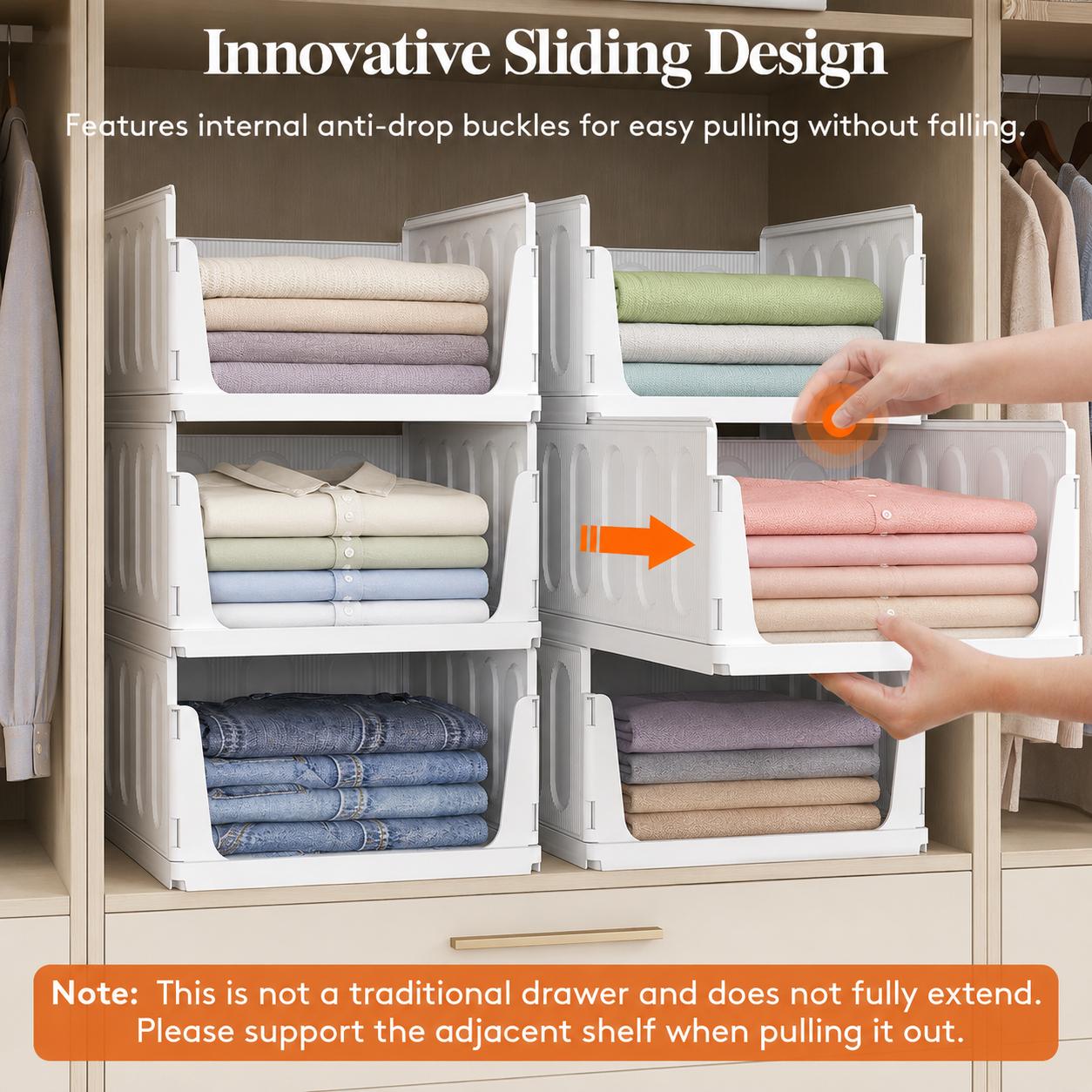 Lifewit Stackable Closet Organizers & Storage Bins for Clothes, Sweaters & Pants, Space-Saving Shelf Organizers for Bedroom, Dorm, RV & Pantry backtoschool