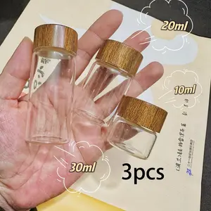3pc Mini Glass Sealed Jars Food Grade Coffee Powder Gold Beans Storage Bottles Portable Tea Containers Small Empty Bottles