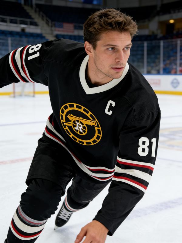 Heated Rivalry Black Hockey Jersey, Ice Hockey Sweatshirt, Rozanov #81 Classic Vintage Print Top, for TV Series Fans, Sport Training & Daily Wear