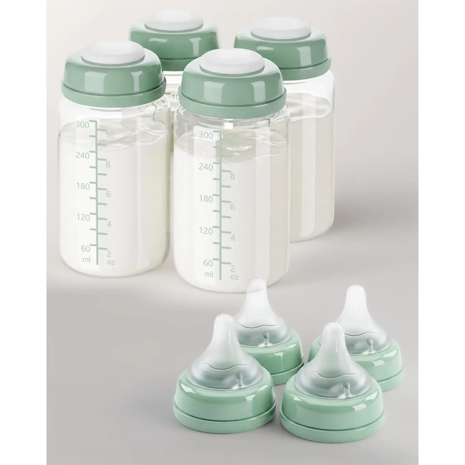 10oz Breast Milk Storage Bottle Set Compatible with Momcozy 22oz Portable Breast Milk Cooler, Breast Milk Storage Bottle Replacement Set Compatible with Spectra S1/S2/9 Plus/SG/Motif Luna