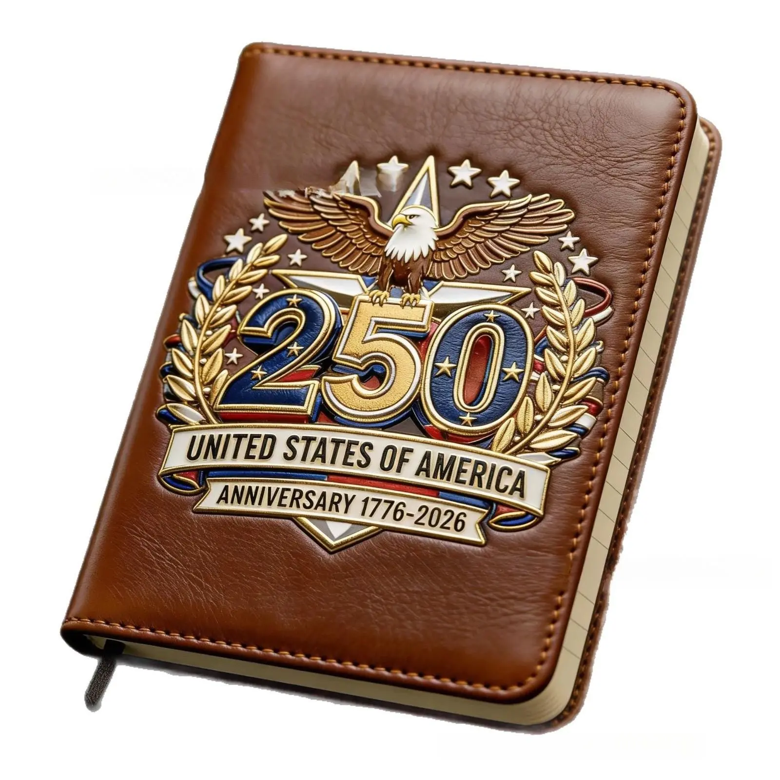 250th Anniversary Leather Journal, Patriotic Eagle Diary, USA Commemorative Notebook