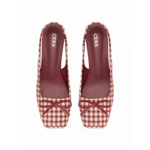 Cider BOWKNOT GINGHAM SLINGBACK HEELS