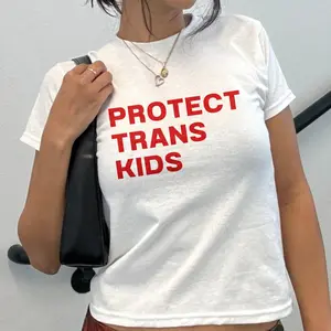Protect Trans Kids Baby Tee Y2K Shirt LGBT WLW Pansexual Bisexual Baby Tee 90s Style Baby Tee Shirt Pride Baby Tee Coquette Gift for Her