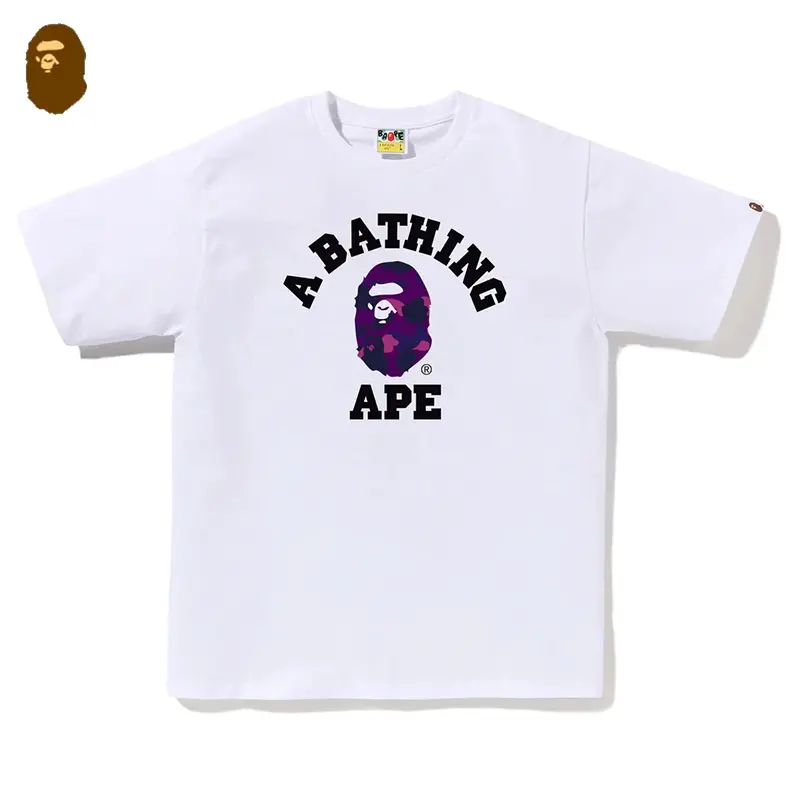 BAPE Color Camo College Tee A BATHING APE Classic Ape Head Camouflage Logo Printed T-Shirt Unisex Harajuku Luxury Streetwear