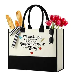 Personalized Canvas Initial Tote Bag with Embroidered Monogram & Leather Handle, Custom Name Gift for Mother’s Day, Mom, Wedding, Beach, Reusable Shoulder Bag