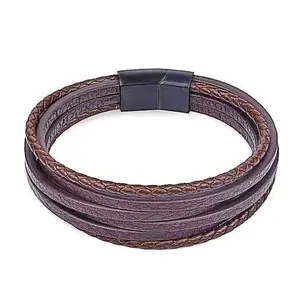 Vintage Brown Braided Leather Rope Bracelet