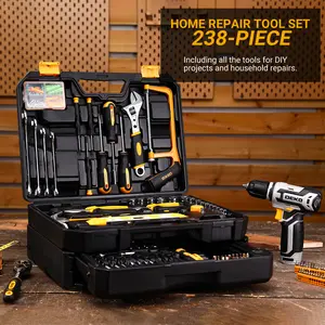 Tool Kit Box Drill Set: DEKOPRO 12V Cordless Drill and Home Mechanic Tool Set, 1.5Ah rechargeable Lithium-ion battery, 238 pcs tool kit， ALL IN ONE Toolbox with Hand Tools for Home Repairs, DIY Projects, and Mechanic Work Sturdy Drawer for Men Springtok