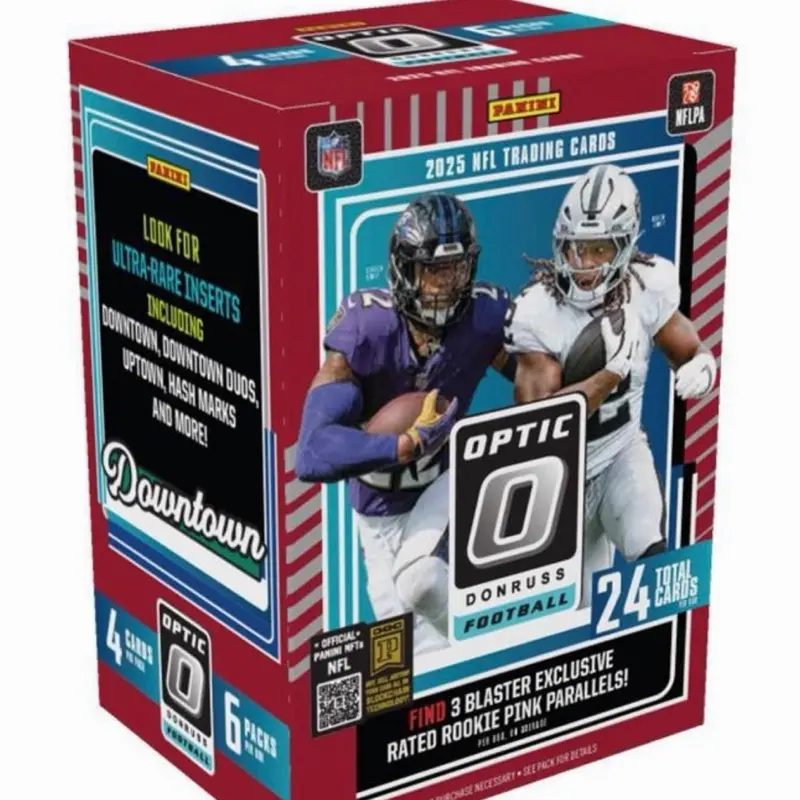 Panini 2025 NFL Optic Blaster Box Pink Parallels - 3 Rated Rookie Cards - Uptown Case Hit - Vibrant Design - Collectors Edition