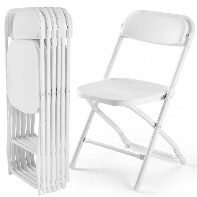 Sweetcrispy Plastic & Metal Fully Assembled Foldable Modern Chair - 330-lb Capacity Durable Seating, Sturdy Indoor & Outdoor Furniture for Home, Large Outdoor Banquets