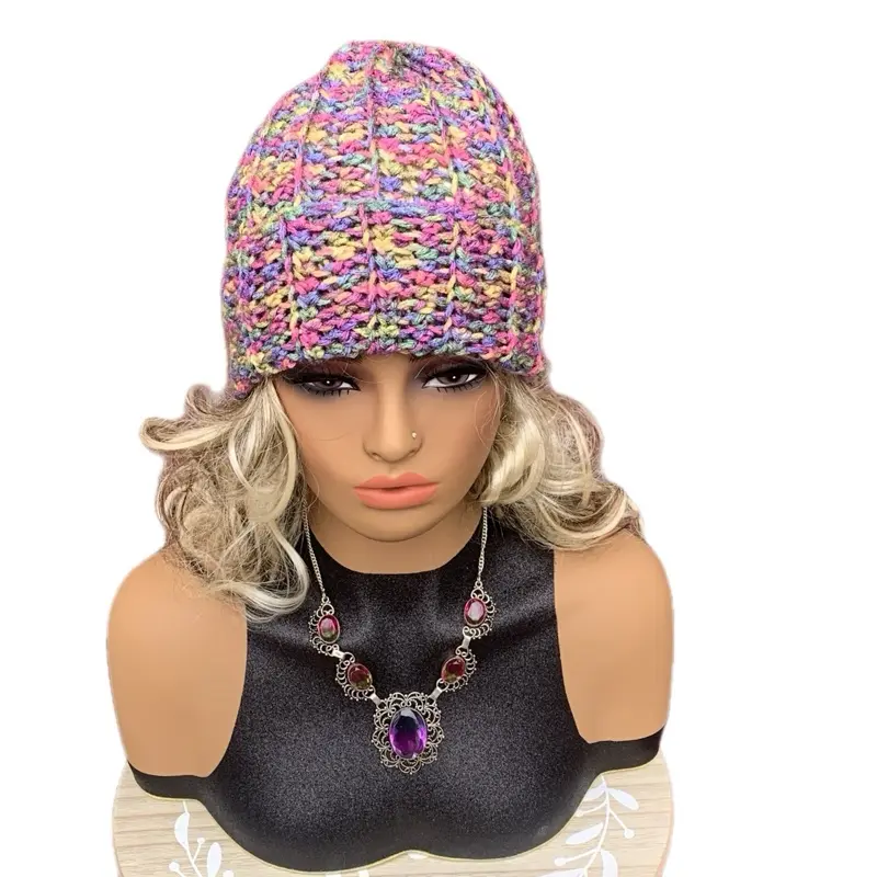 Sherbet Swirl Crochet Ribbed Beanie~ Ready To Ship~ Fitted size fits heads 20-23 inches