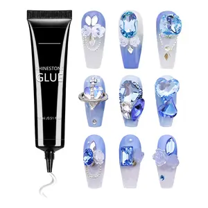 Rhinestone Glue for Nails - Super Strong Gel Nail Glue for Nail Charms Gems & Diamonds, UV Lamp Cured Nail Art Adhesive, Long Lasting Non-Falling Nail Jewel Glue for Salon & DIY Manicure 15ML