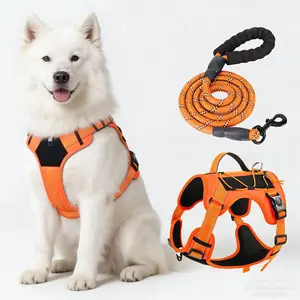 New Pet Chest Harness Vest Reflective Dog Leash Anti-Pull Tactical Dog Chest Harness, Comfortable & Durable Design for Daily Walks, Reflective Strip Harness