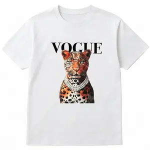 Fashion Leopard Graphic Tee Tshirt Casual Womenswear Streetwear Cotton Crewneck Essential Top Piece Print Breathable Summer Trend Shortsleeve