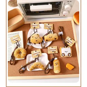 Cute Plush Bread Keychain, Adorable Bag Pendant for Girls, Backpack & Car Key Charm, Sweet Couple Gift Ornament