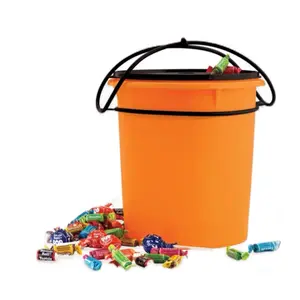 Universal Bucket Tupperware - Orange Plastic Storage Container with Handle for Candy and Snacks