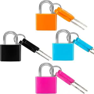 4 Pcs Suitcase Locks with Keys Multicolor Mini Keyed Padlock Portable Durable Metal Locks for Luggage Backpack Boxes Laptop Bag with ABS Plastic-Covered Copper Keyed Padlock