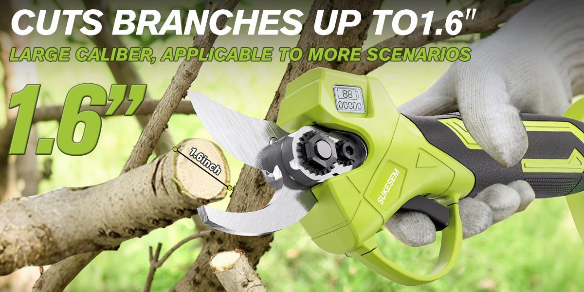 21V cordless electric pruning shears with LCD display, equipped with rechargeable batteries, suitable for pruning trees and shrubs