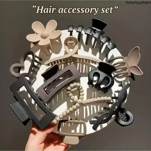 Frosted Flower Hair Clip Set, Stylish Shark Grab Clips for Spring Summer Daily Use