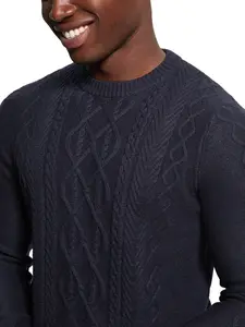 GUESS Male Eco Noah Crewneck Celtic Cable-Knit Sweater