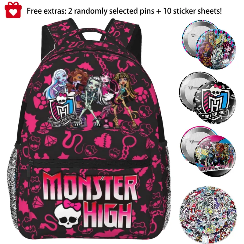 Monster high Lightweight Laptop Backpack Monster high dolls with Full Print Backpacks, Monster high doll Casual Daypack for School, Work, Commuting, Travel & Outdoor