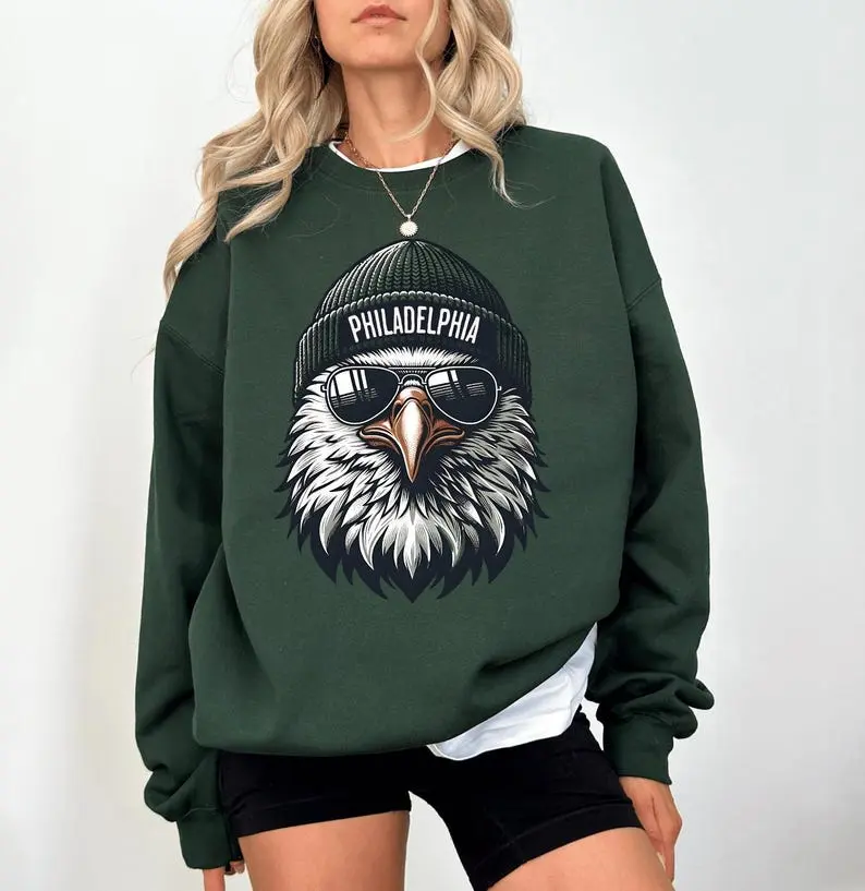 Philadelphia Football Sweatshirt, Sundays Cool Mascot Philadelphia Football Crewneck