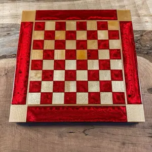 Red Lava Maple Wood Chess Board (PIECES INCLUDED) Red Lava Maple Wood Chess Board (PIECES INCLUDED)