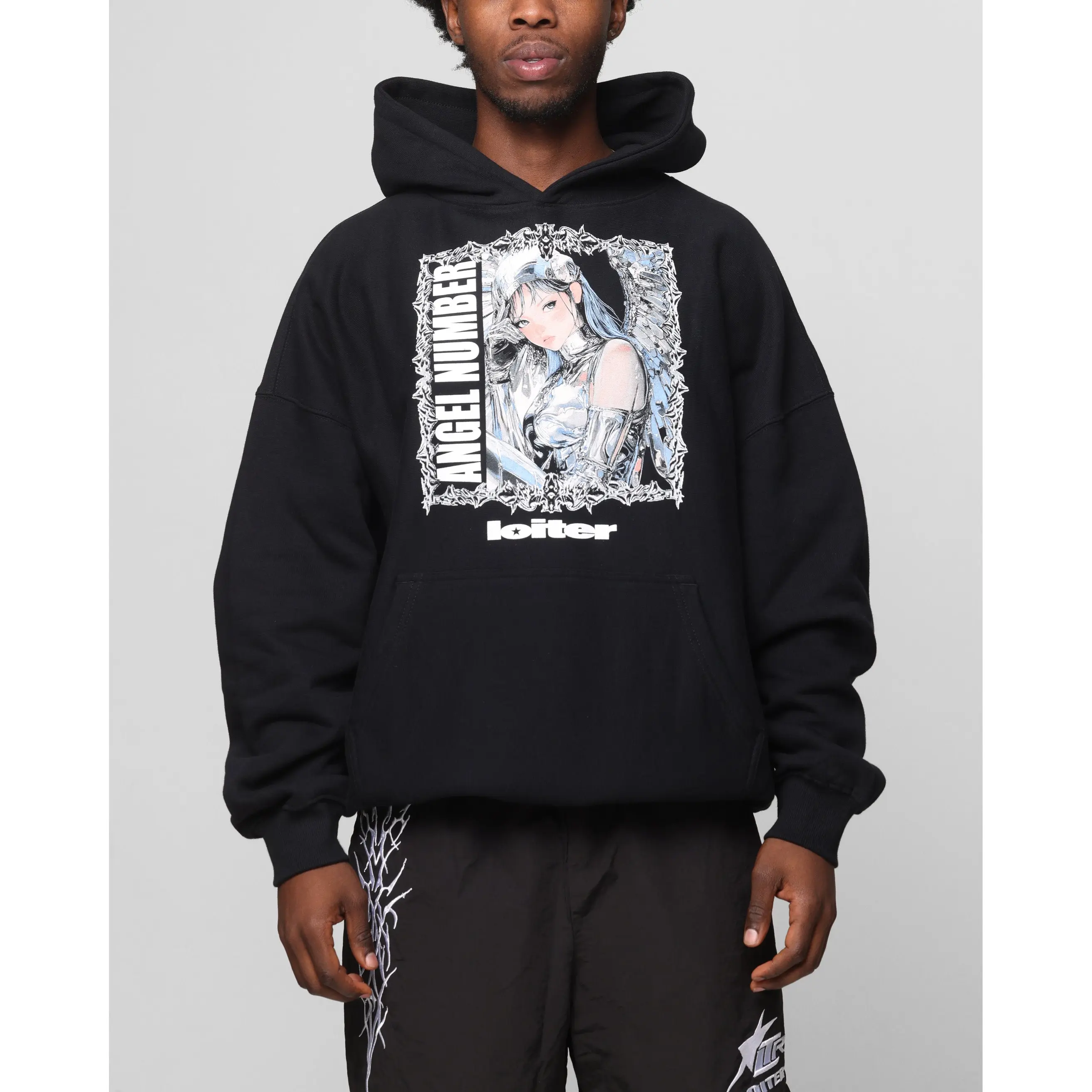 Loiter Angel Number Hoodie Black