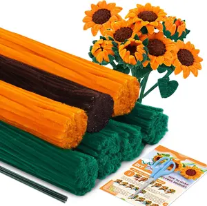 690 count Pipe Cleaners for Crafts, Pipe Cleaner Sunflower Kit, Pipe Cleaner  Kit with Instructions, Sunflower Pipe Cleaners  DIY Art and Craft Decorations
