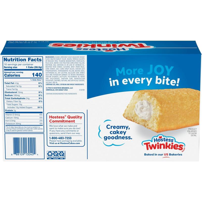 Hostess Twinkies Snack Cakes, Golden Sponge Cake with Crème Filling, 21.73 oz Box (16 Count)