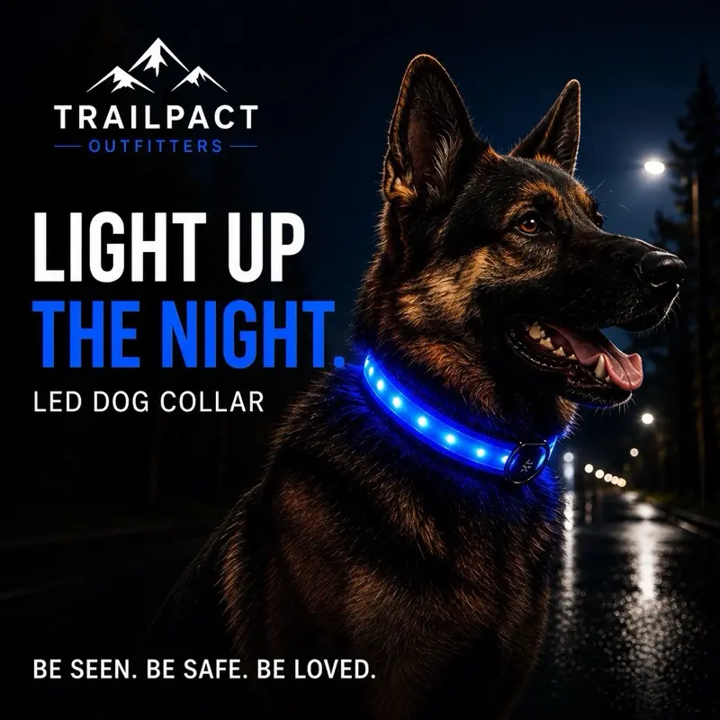 LED Dog Collar Rechargeable for Night Walks | TrailPact Outfitters Glow-in-Dark