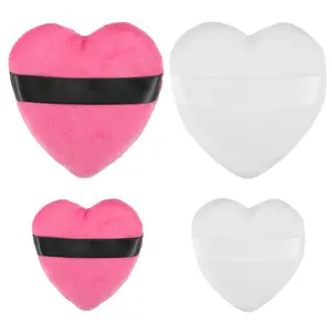 VOCOSTE 4 Pcs Loose Powder Puff, Face Soft Heart Shape Puff Blender Beauty Makeup Tool Short Plush