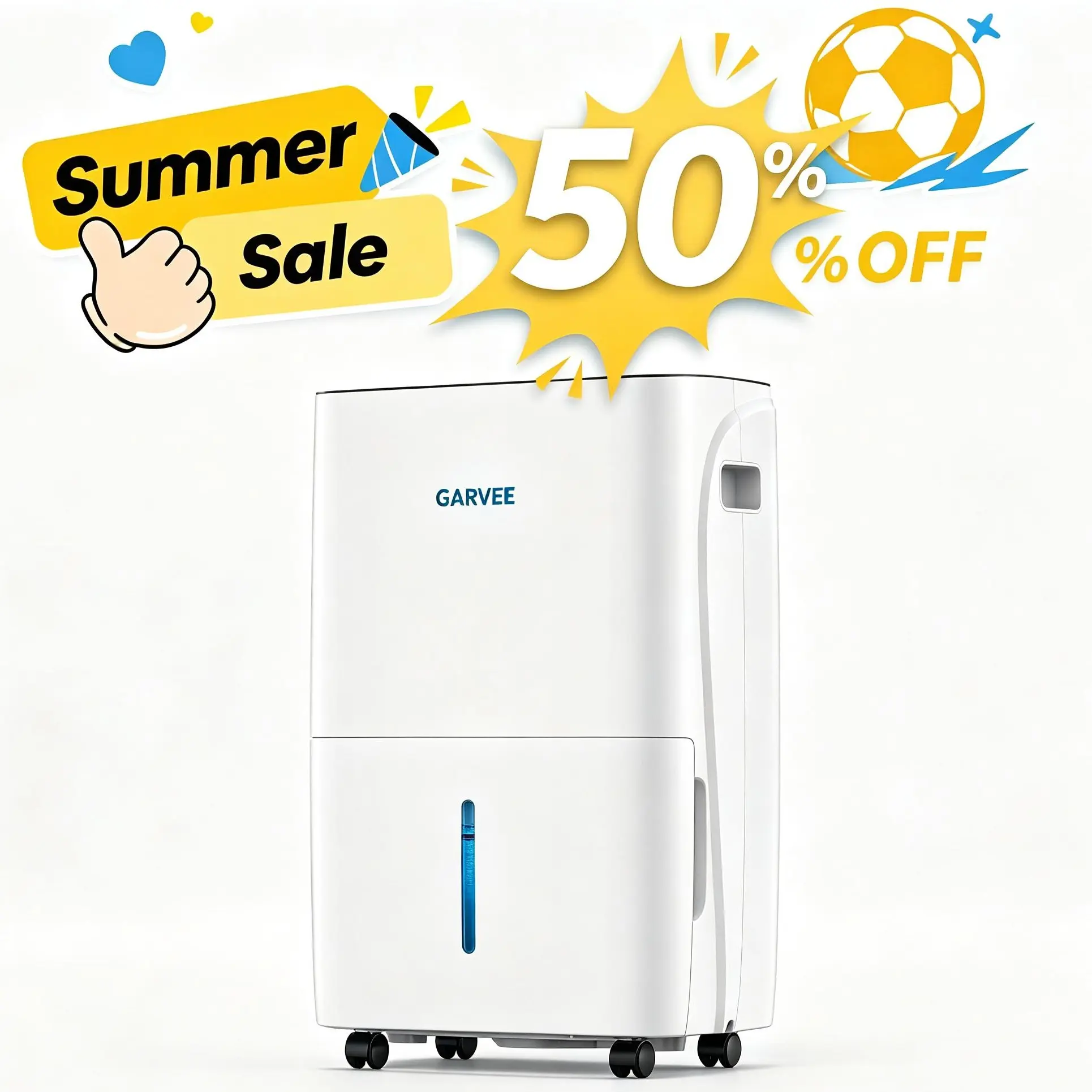 【Summer Sale】Garvee 50/75/100 Pint Energy Efficient Dehumidifier for Home Basement Bedroom Bathroom, 3000/3500/4500 Sq. Ft Coverage Quiet Dehumidifier with 1.45 Gallon Tank, Auto Defrost & Auto Shut-Off 24H Timer Reusable Filter